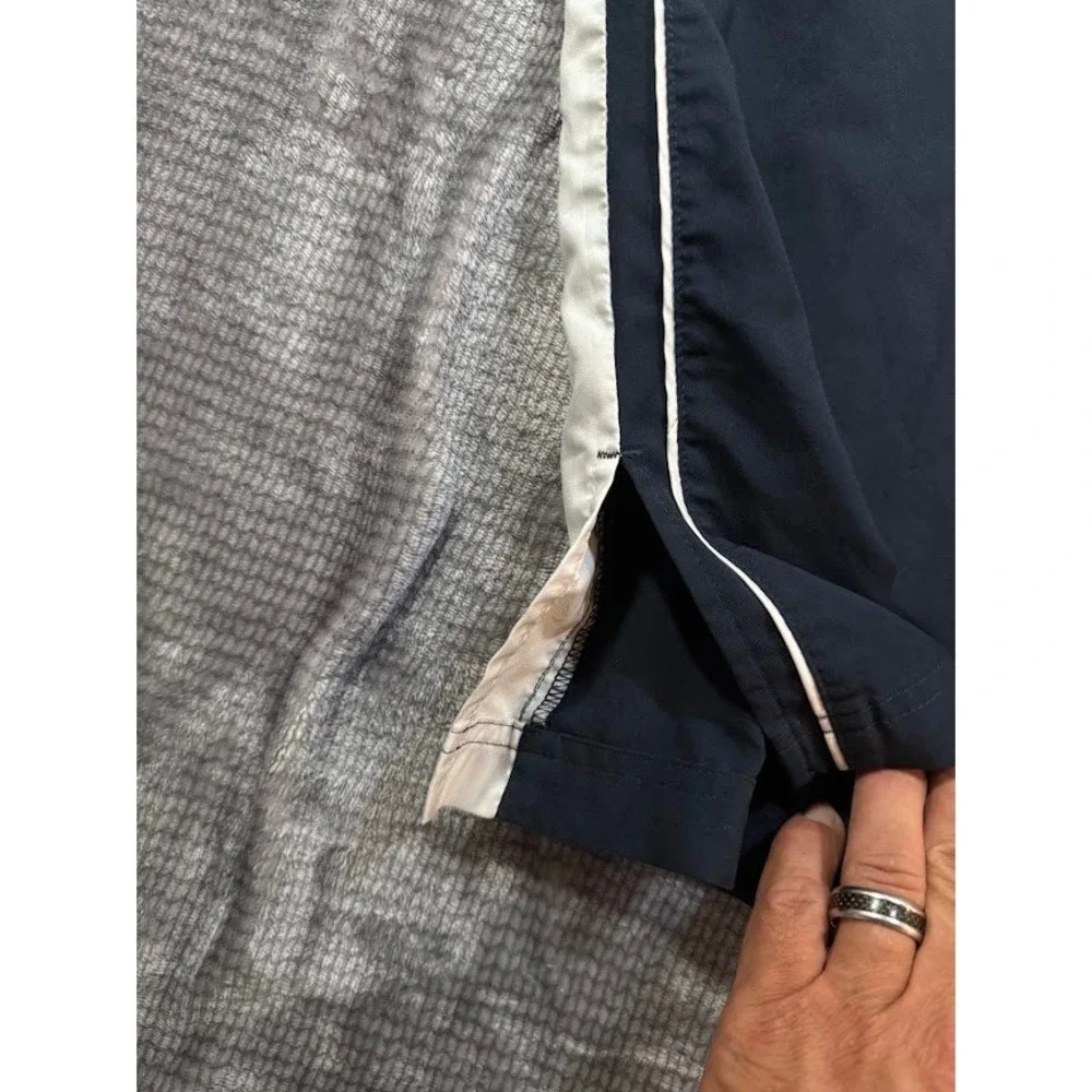 Nike Fit‎ Dry Track Pants Navy Blue White Piping XL Mens Small Split Hem 36X32